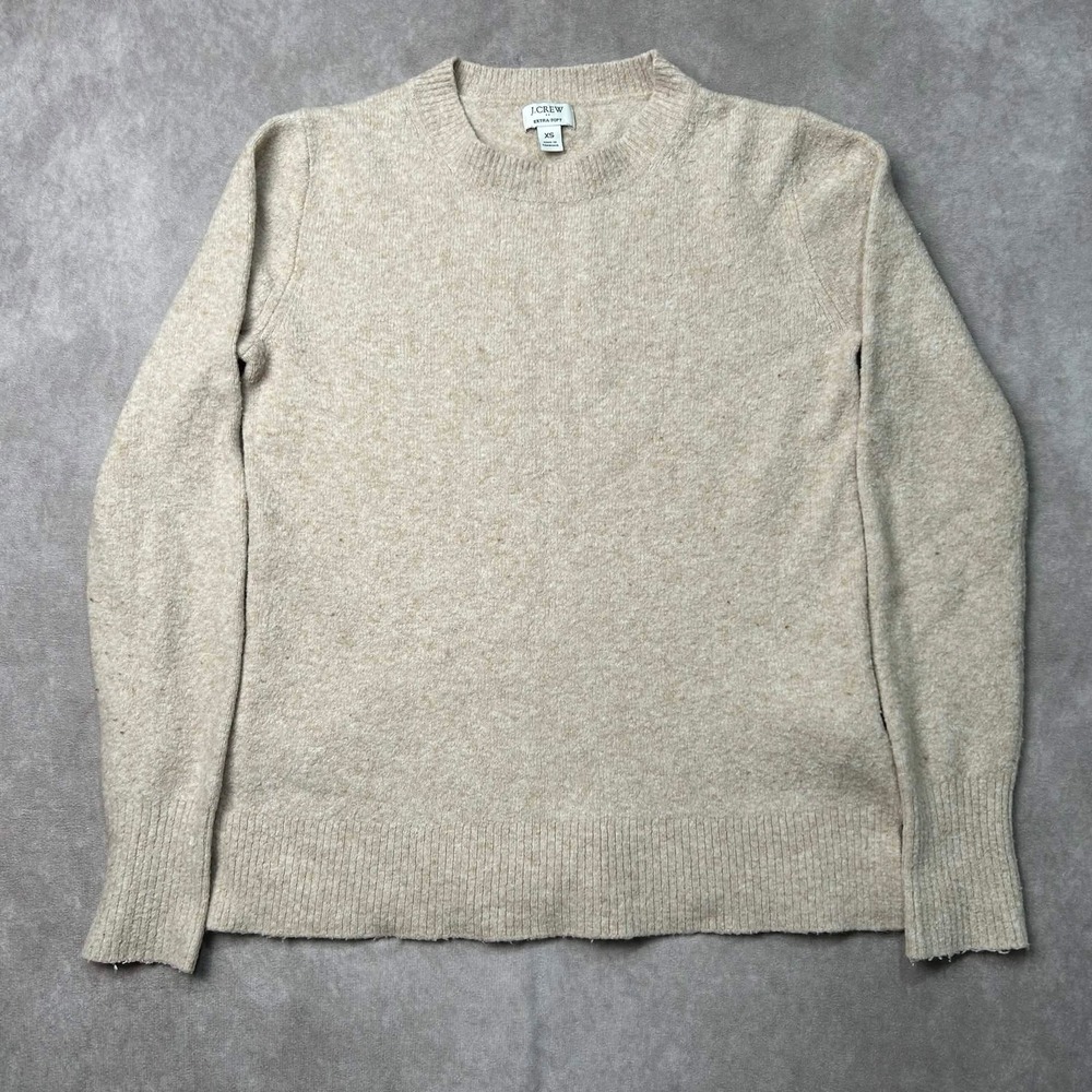J.Crew Extra-Soft Wool Blend Crewneck Sweater Oatmeal Beige Size XS